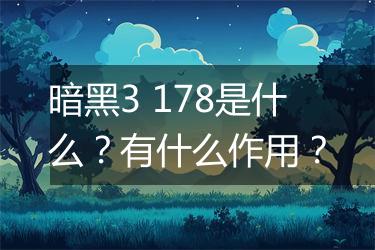 暗黑3 178是什么？有什么作用？
