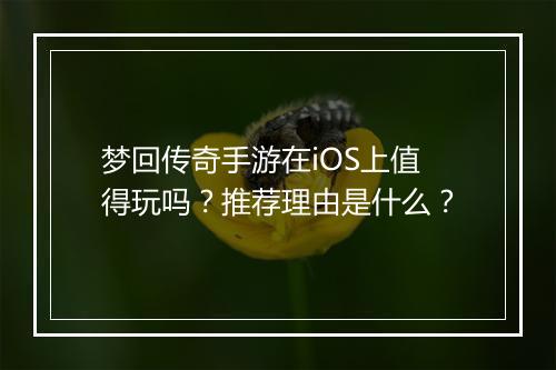 梦回传奇手游在iOS上值得玩吗？推荐理由是什么？