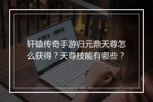 轩辕传奇手游归元鼎天尊怎么获得？天尊技能有哪些？