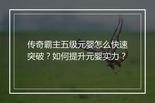 传奇霸主五级元婴怎么快速突破？如何提升元婴实力？