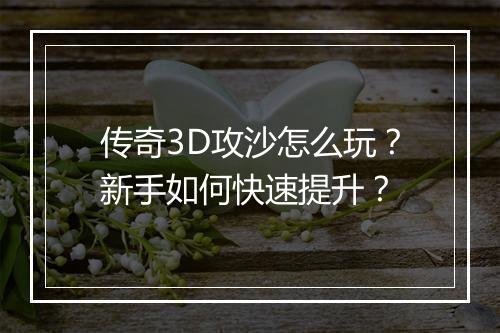 传奇3D攻沙怎么玩？新手如何快速提升？