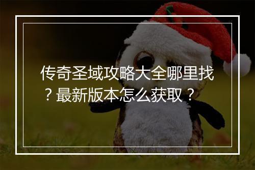 传奇圣域攻略大全哪里找？最新版本怎么获取？