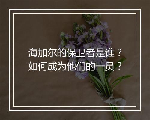 海加尔的保卫者是谁？如何成为他们的一员？