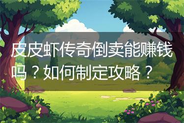 皮皮虾传奇倒卖能赚钱吗？如何制定攻略？