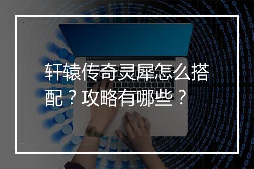 轩辕传奇灵犀怎么搭配？攻略有哪些？