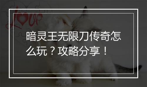 暗灵王无限刀传奇怎么玩？攻略分享！