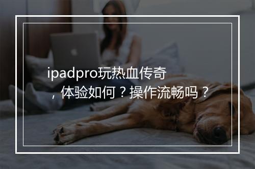 ipadpro玩热血传奇，体验如何？操作流畅吗？