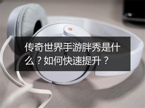 传奇世界手游胖秀是什么？如何快速提升？