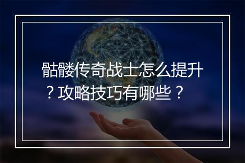 骷髅传奇战士怎么提升？攻略技巧有哪些？