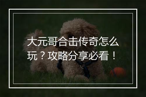 大元哥合击传奇怎么玩？攻略分享必看！