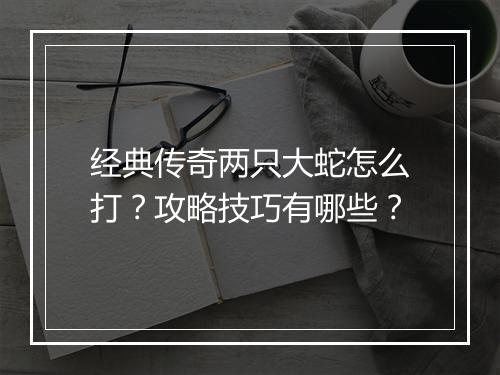 经典传奇两只大蛇怎么打？攻略技巧有哪些？
