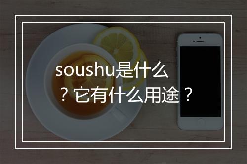 soushu是什么？它有什么用途？