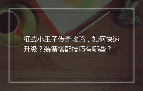 征战小王子传奇攻略，如何快速升级？装备搭配技巧有哪些？