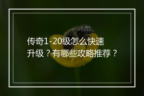 传奇1-20级怎么快速升级？有哪些攻略推荐？