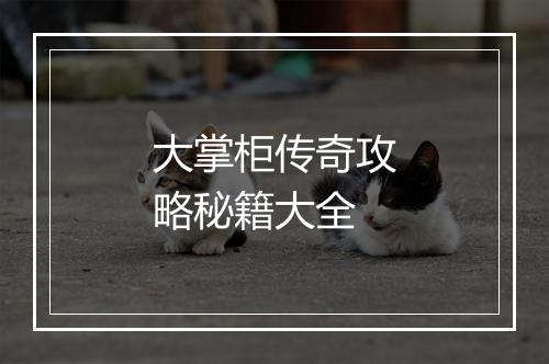 大掌柜传奇攻略秘籍大全
