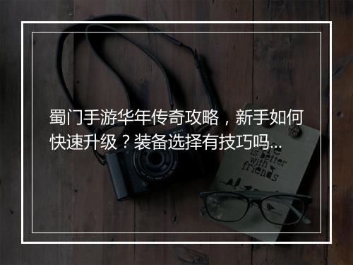 蜀门手游华年传奇攻略，新手如何快速升级？装备选择有技巧吗？