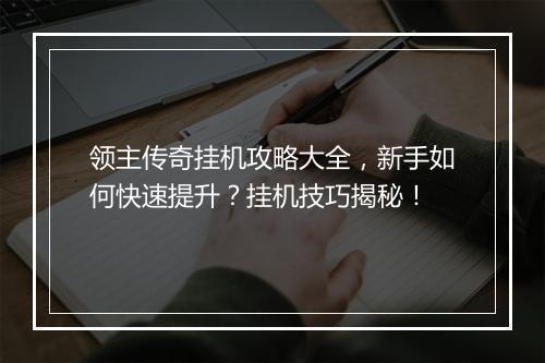 领主传奇挂机攻略大全，新手如何快速提升？挂机技巧揭秘！