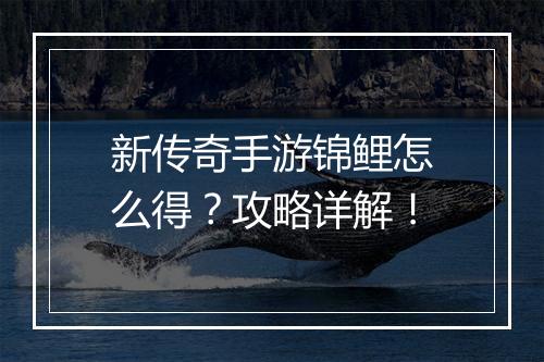 新传奇手游锦鲤怎么得？攻略详解！