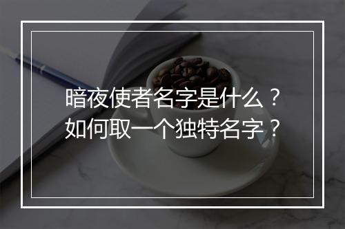 暗夜使者名字是什么？如何取一个独特名字？