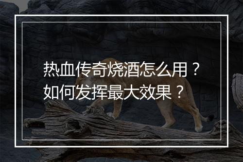 热血传奇烧酒怎么用？如何发挥最大效果？