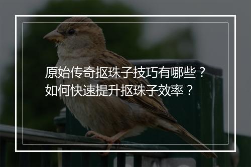 原始传奇抠珠子技巧有哪些？如何快速提升抠珠子效率？