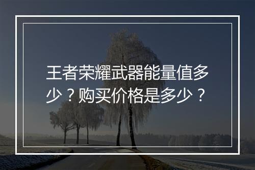 王者荣耀武器能量值多少？购买价格是多少？