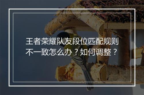 王者荣耀队友段位匹配规则不一致怎么办？如何调整？