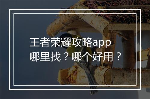 王者荣耀攻略app哪里找？哪个好用？