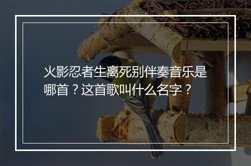 火影忍者生离死别伴奏音乐是哪首？这首歌叫什么名字？