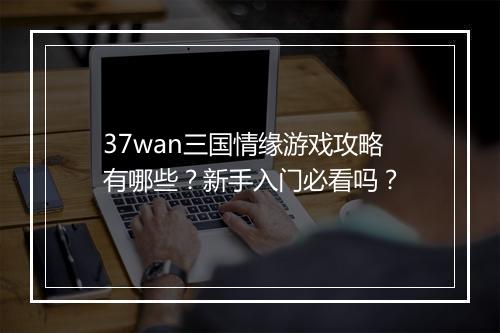 37wan三国情缘游戏攻略有哪些？新手入门必看吗？