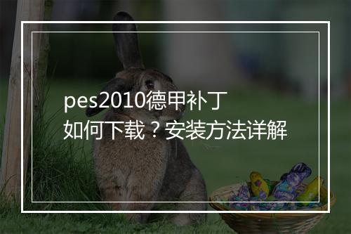 pes2010德甲补丁如何下载？安装方法详解