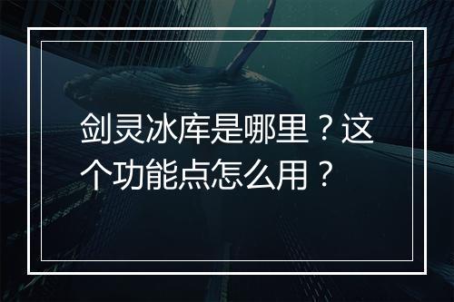 剑灵冰库是哪里？这个功能点怎么用？