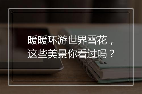 暖暖环游世界雪花，这些美景你看过吗？