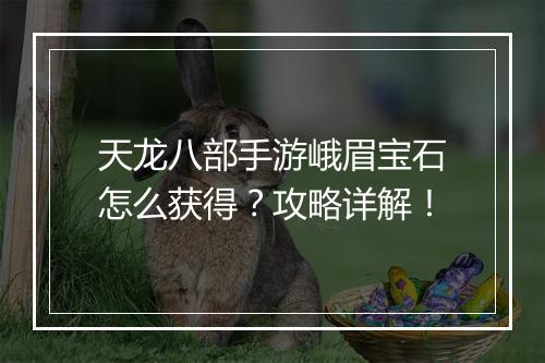 天龙八部手游峨眉宝石怎么获得？攻略详解！