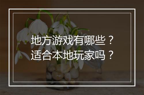 地方游戏有哪些？适合本地玩家吗？