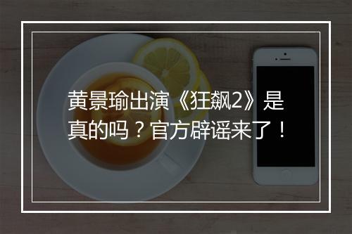 黄景瑜出演《狂飙2》是真的吗？官方辟谣来了！