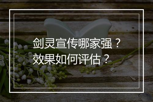 剑灵宣传哪家强？效果如何评估？