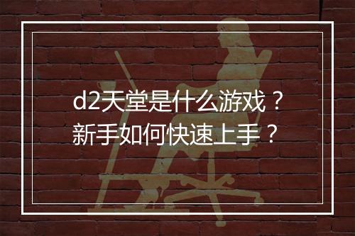d2天堂是什么游戏？新手如何快速上手？