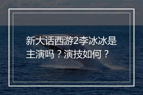 新大话西游2李冰冰是主演吗？演技如何？