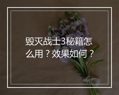 毁灭战士3秘籍怎么用？效果如何？