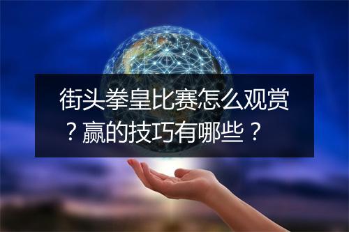 街头拳皇比赛怎么观赏？赢的技巧有哪些？