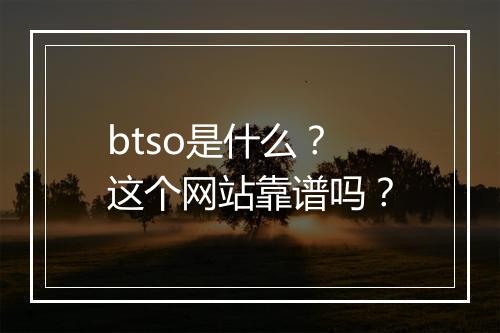 btso是什么？这个网站靠谱吗？