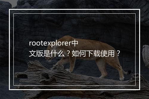 rootexplorer中文版是什么？如何下载使用？