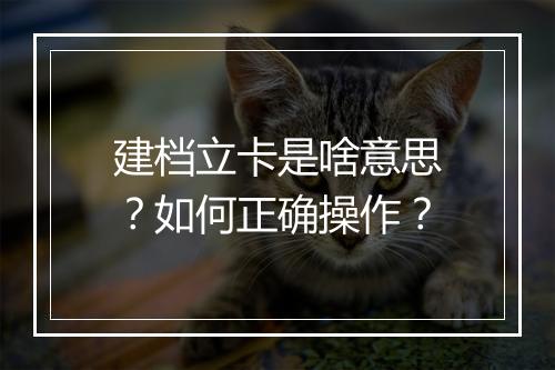 建档立卡是啥意思？如何正确操作？