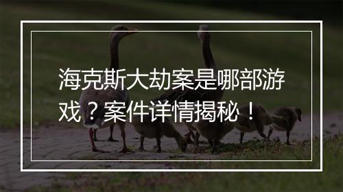 海克斯大劫案是哪部游戏？案件详情揭秘！