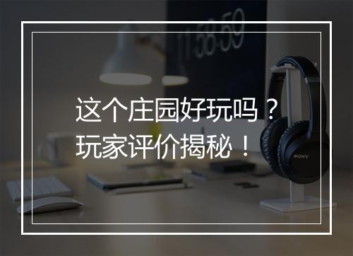 这个庄园好玩吗？玩家评价揭秘！