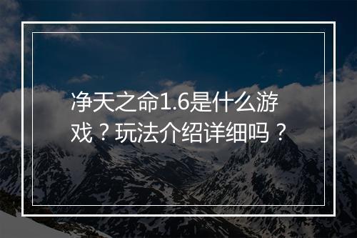净天之命1.6是什么游戏？玩法介绍详细吗？
