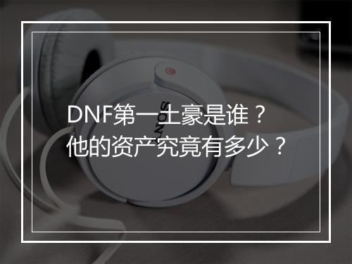 DNF第一土豪是谁？他的资产究竟有多少？