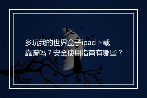 多玩我的世界盒子ipad下载靠谱吗？安全使用指南有哪些？