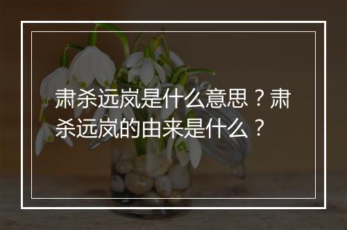 肃杀远岚是什么意思？肃杀远岚的由来是什么？
